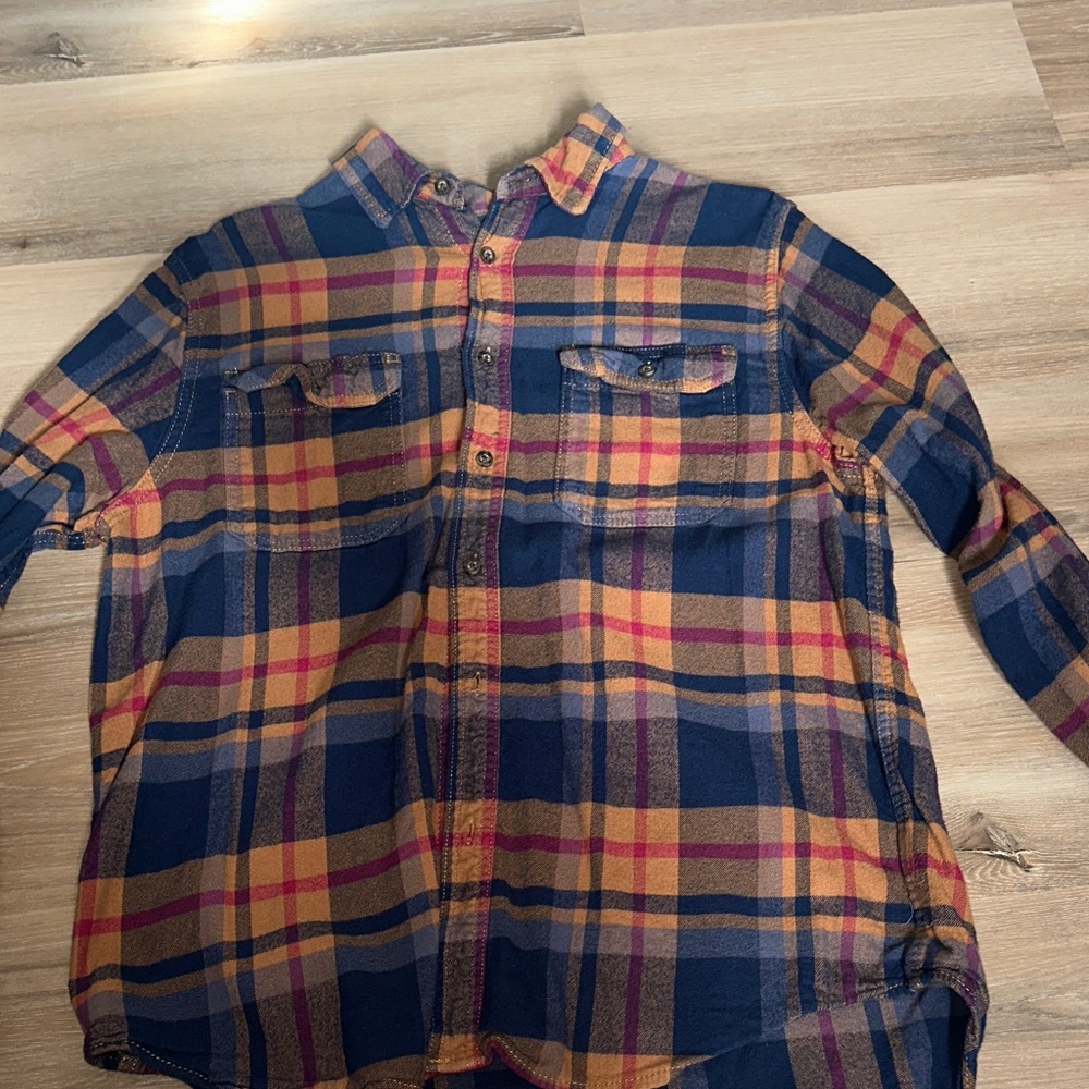 George Men's Casual Plaid Shirt - Navy and Mustard